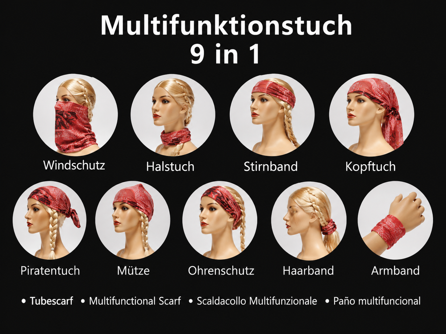 Red Anchor Loop Multifunktionstuch - Halstuch mit Anker