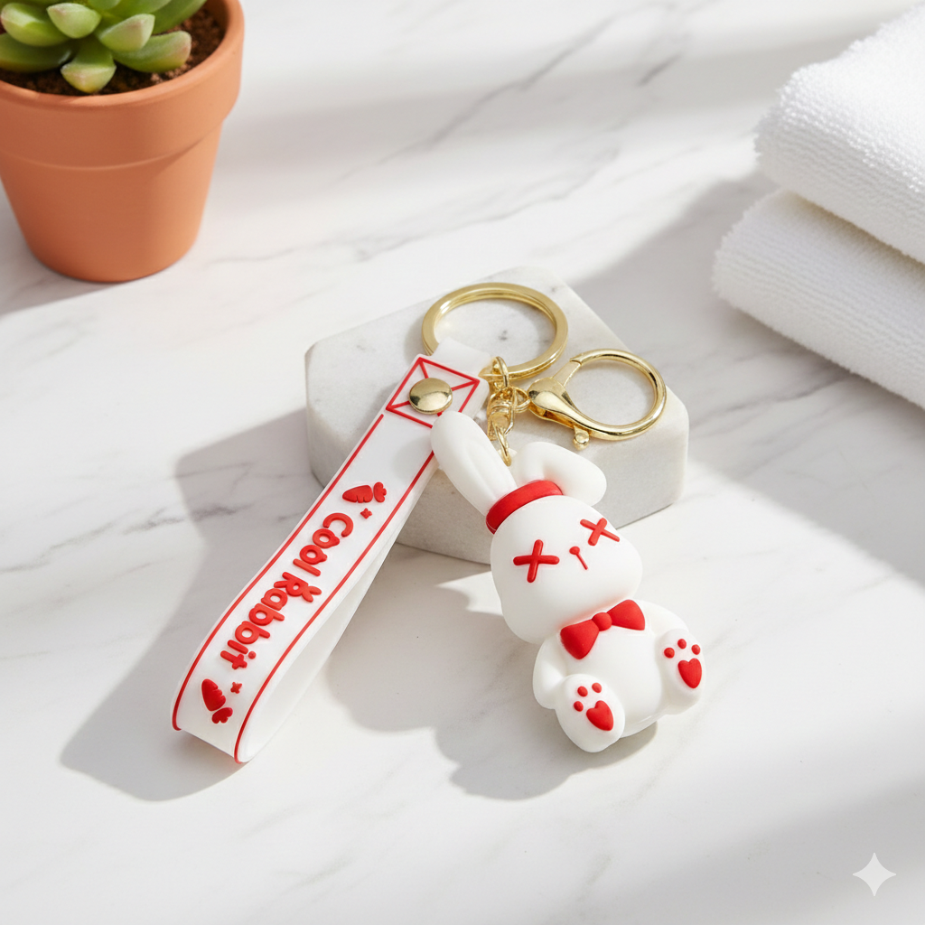 Schlüsselanhänger Taschendeko Weißes Bunny