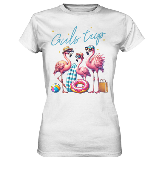 Retro Summer Girls Trip mit Flamingos - Ladies Premium Shirt