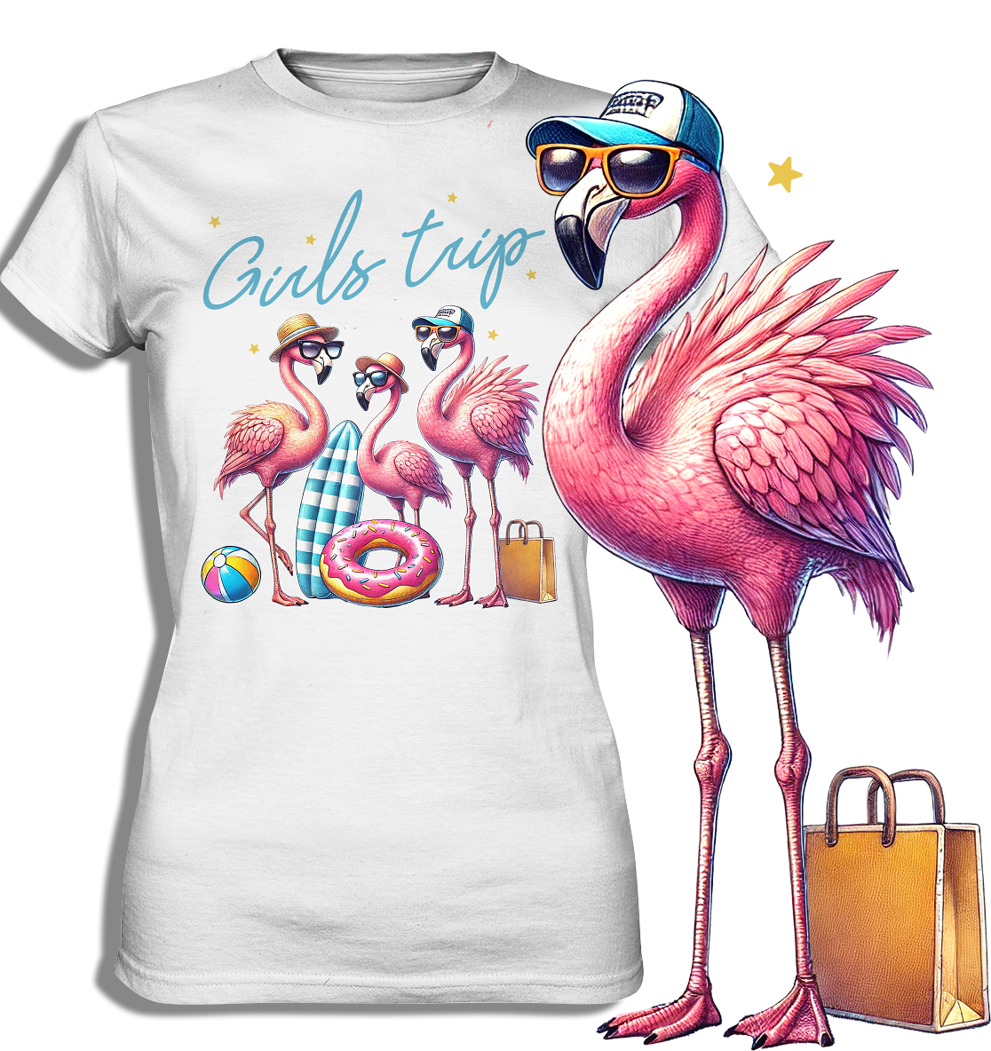 Retro Summer Girls Trip mit Flamingos - Ladies Premium Shirt
