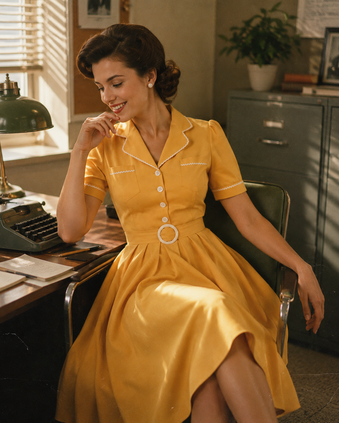 Elegant Office Dress - 50s Retro Kleid aus sommerlichem Material
