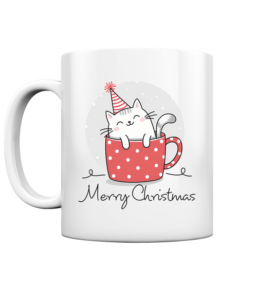 Merry Christmas. Katze in der Tasse. - Tasse glossy