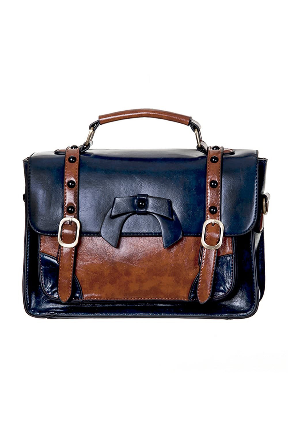 Buckle with Bow Retro Handtasche dunkelblau