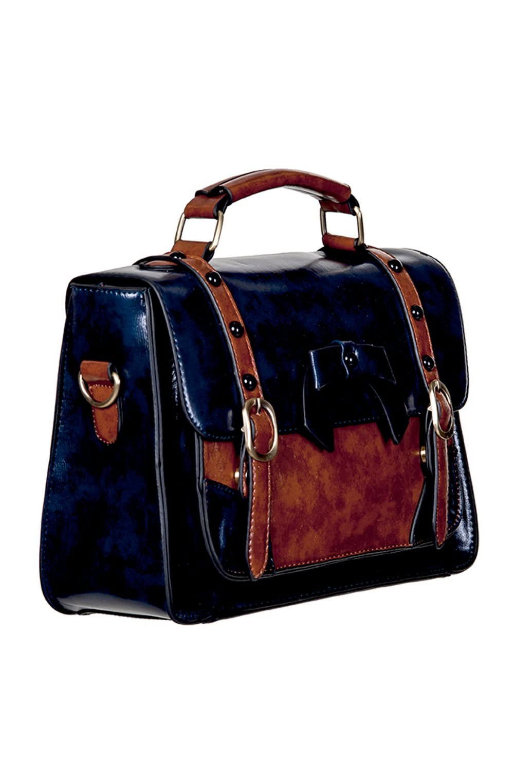 Buckle with Bow Retro Handtasche dunkelblau