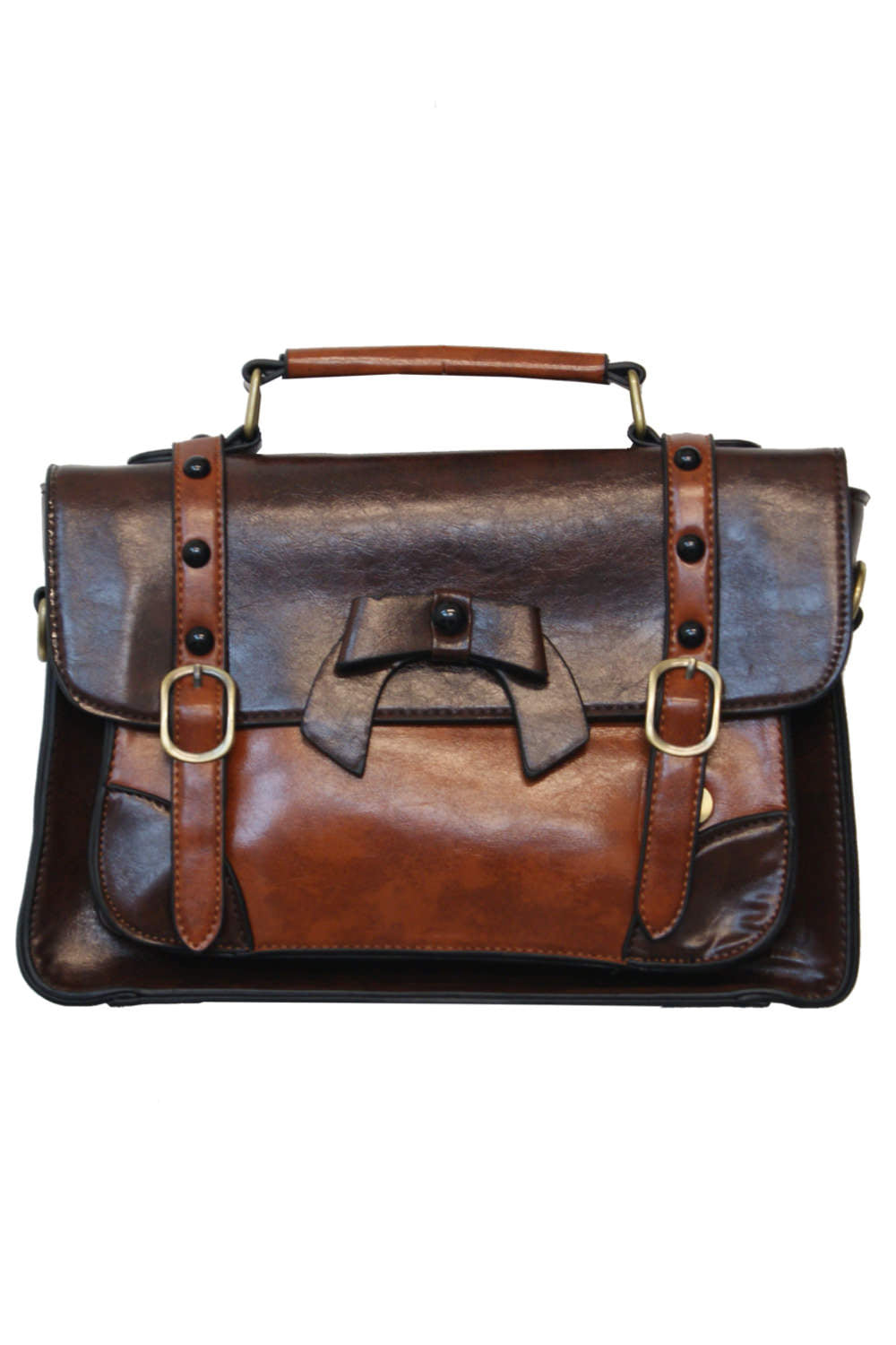 Buckle with Bow Retro Handtasche dark coffee