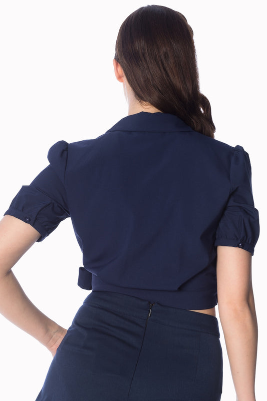 Vintage Wrap Bluse navy