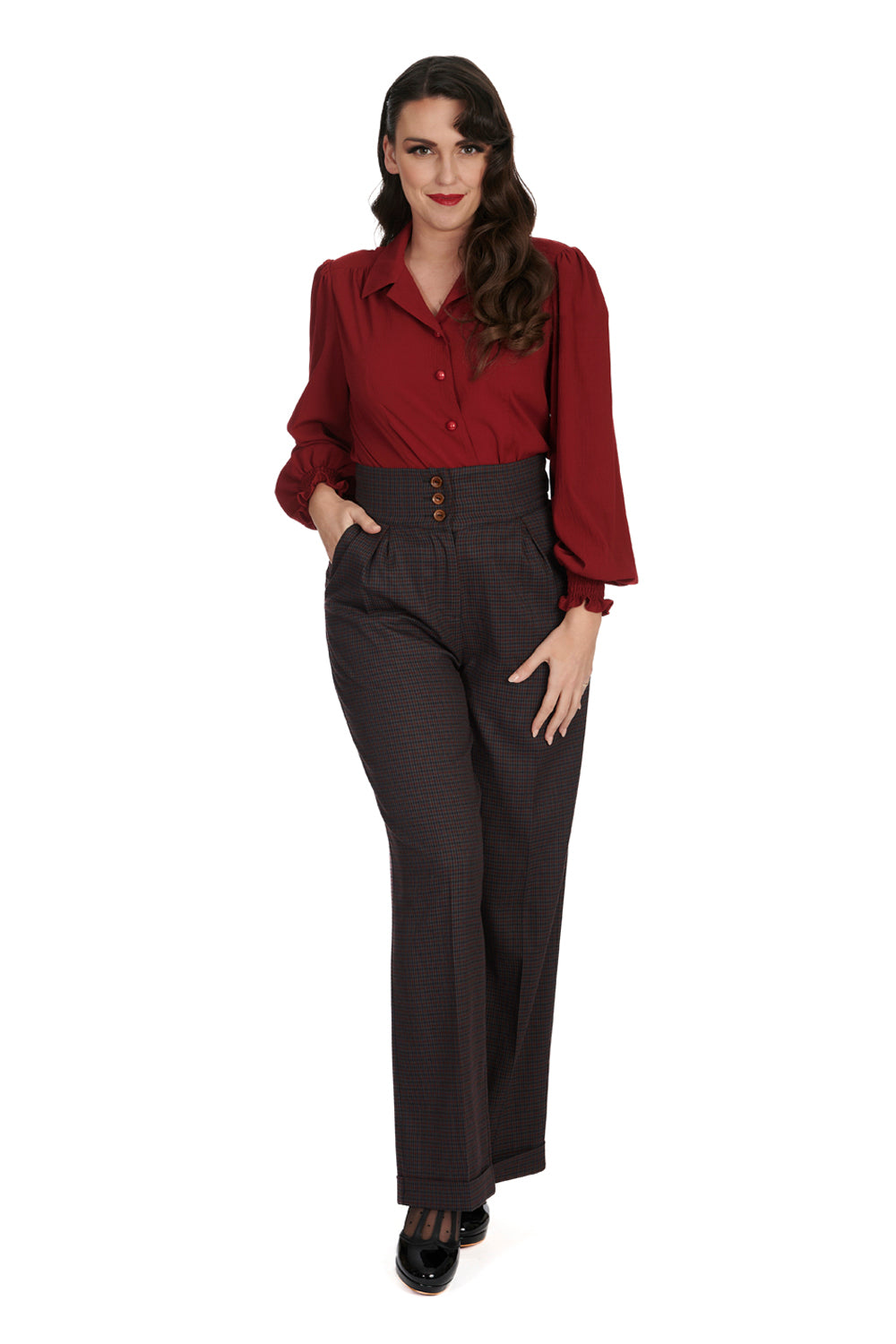 Bonnie 40s Bluse burgundy