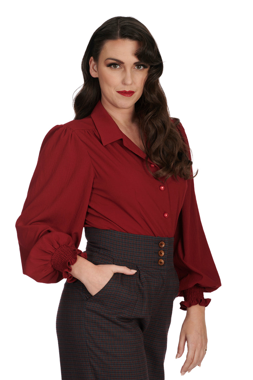 Bonnie 40s Bluse burgundy