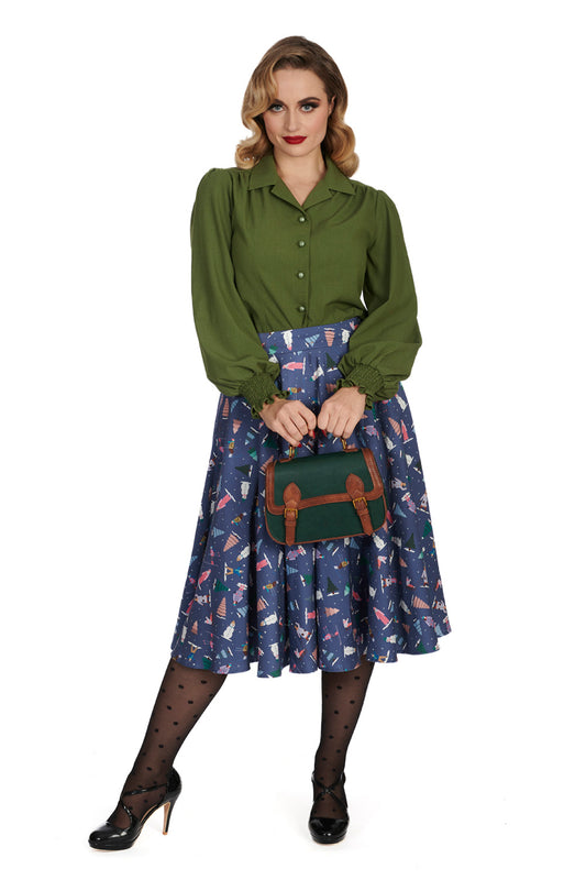 Bonnie 40s Bluse olive