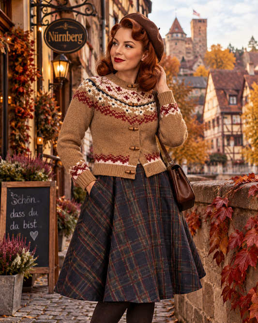 Winnie Winter Cardigan - 60s Strickjacke in braun