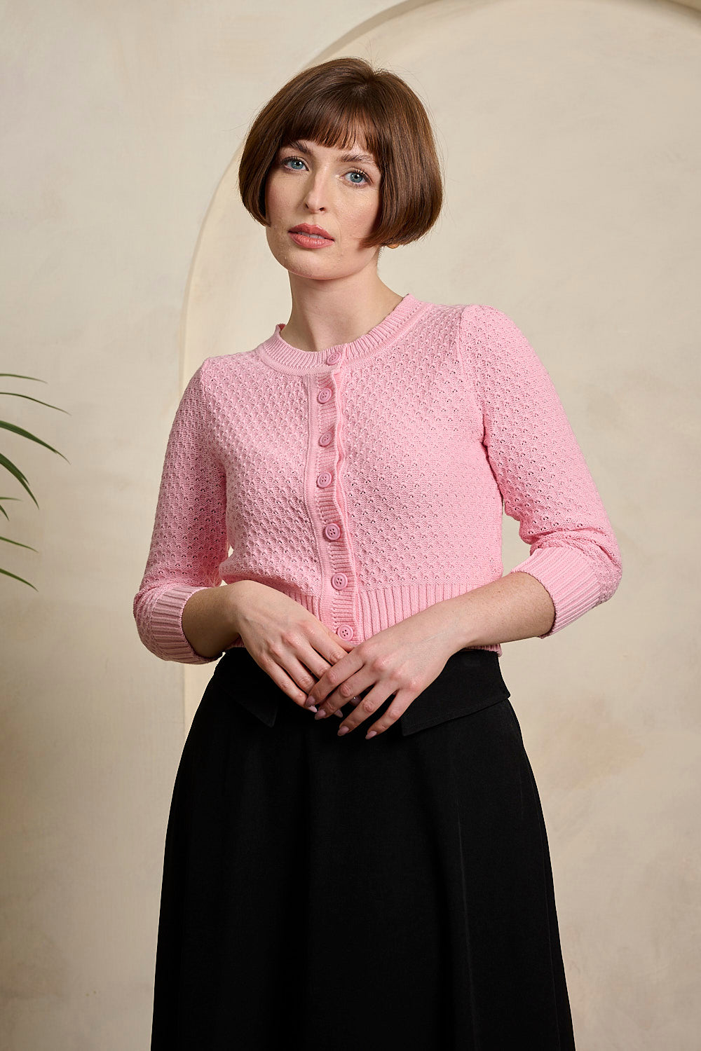 Pink Fara Cardigan - Retro-Style Strickjacke
