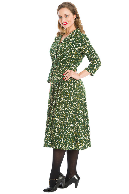 Winter Bloom 40s Dress grün