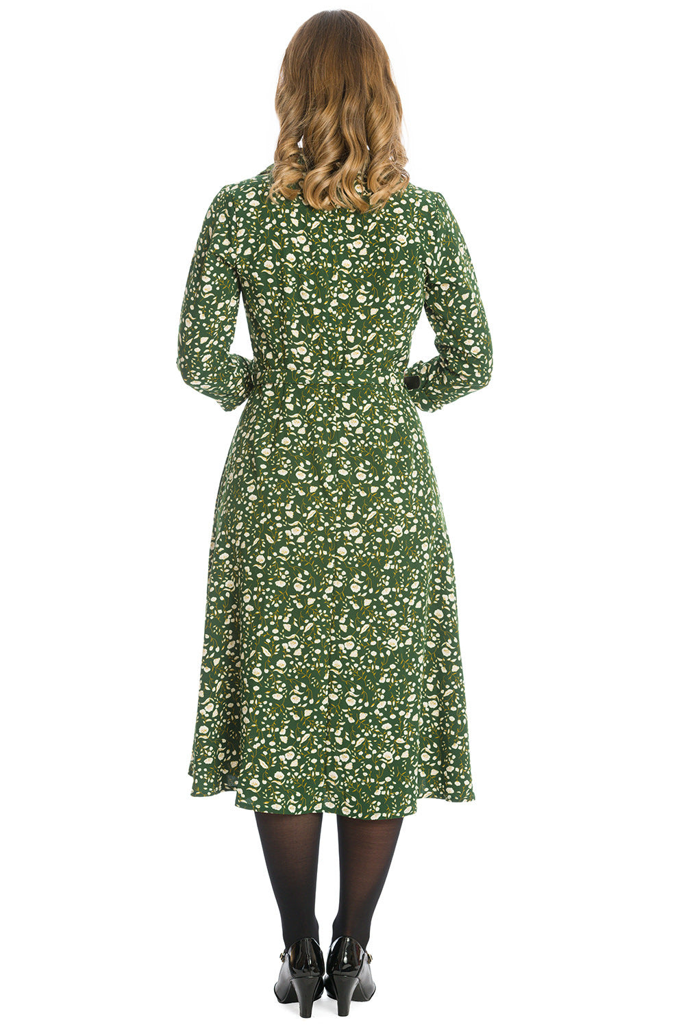 Winter Bloom 40s Dress grün