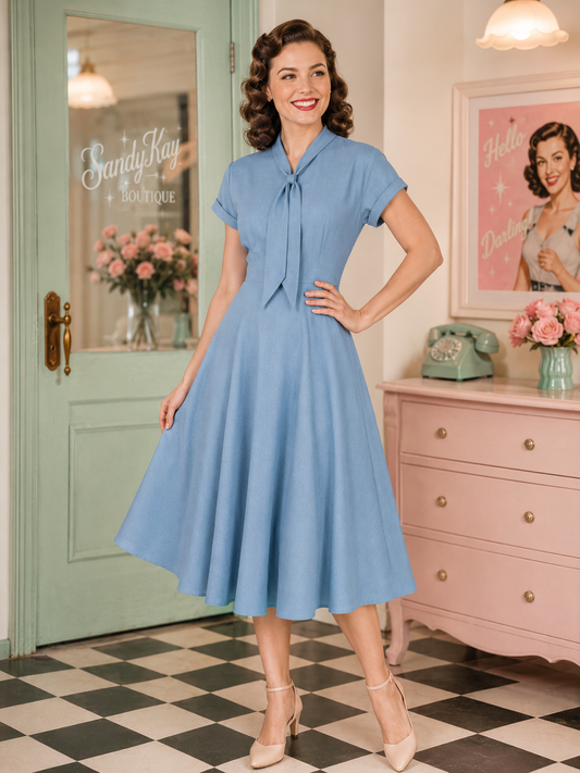 Shirley Sail Dress - 40er Jahre Kleid in blau