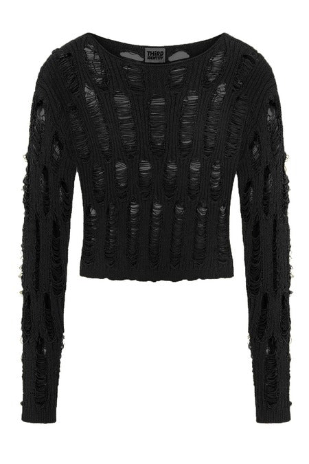 Prima Fetzen Jumper - Gothic Pullover mit Loch-Optik