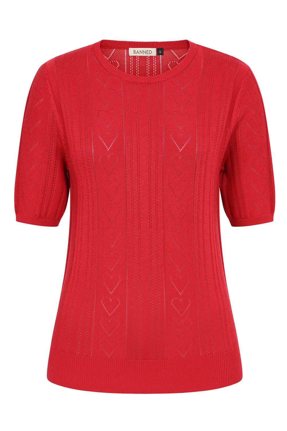 Red Ruby Hearts Jumper - leichter Retro Pulli in rot