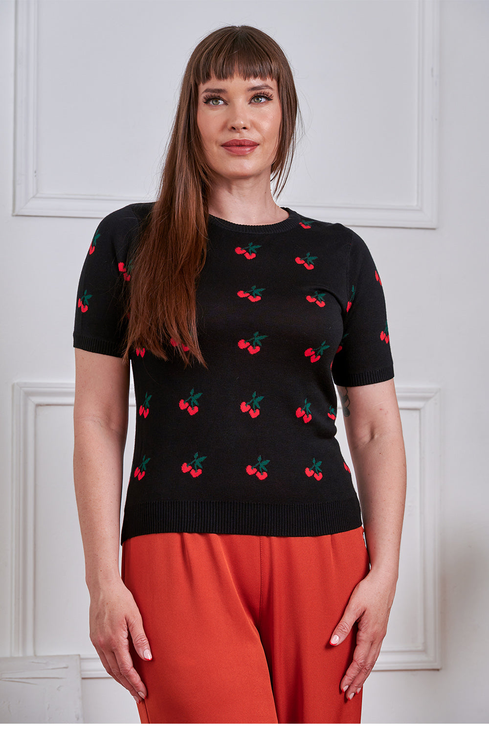 Sonia Cherry Jumper - Rockabilly Kirschen Pulli