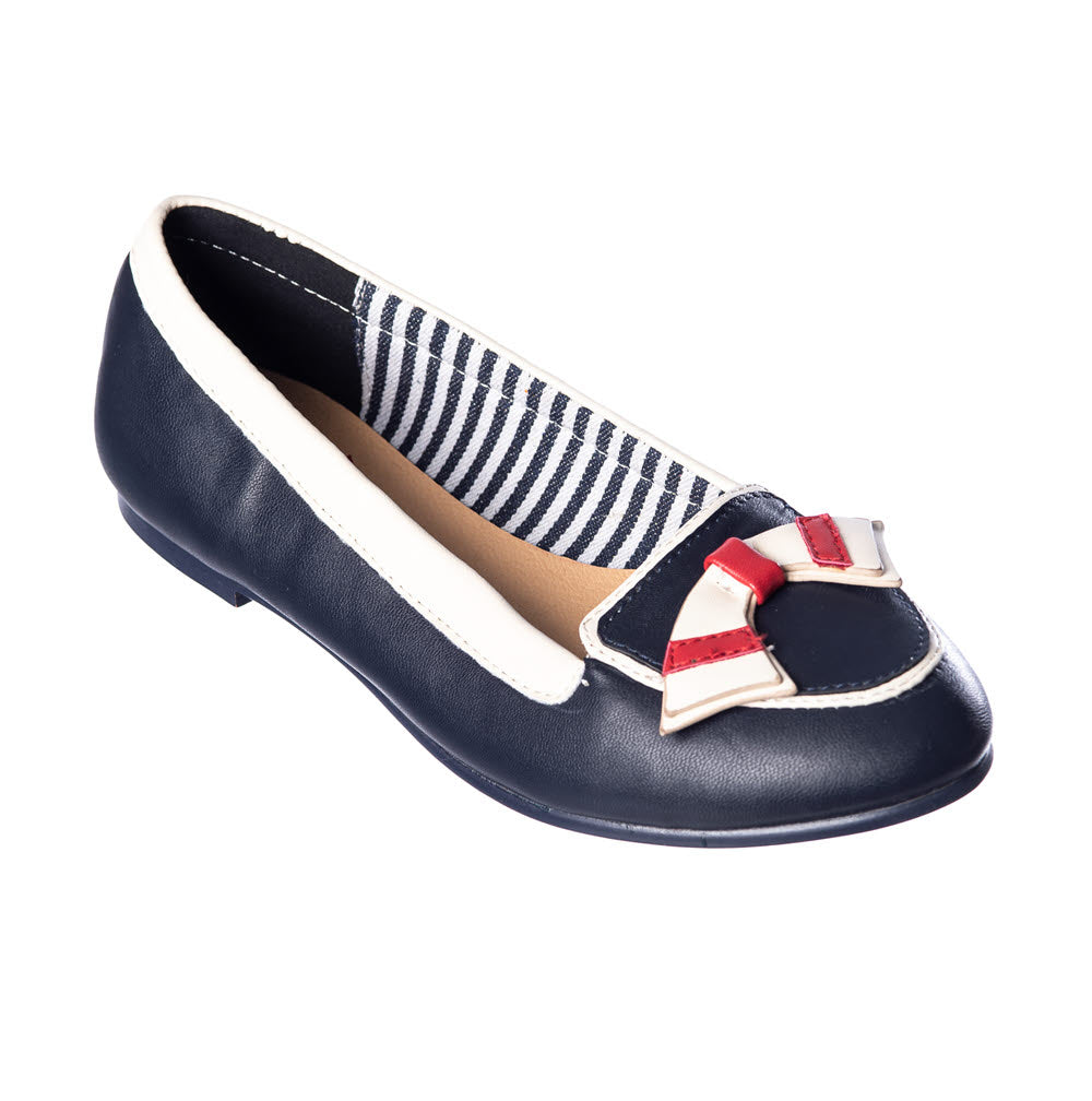 St Tropez Ballerinas in navy rot und ivory