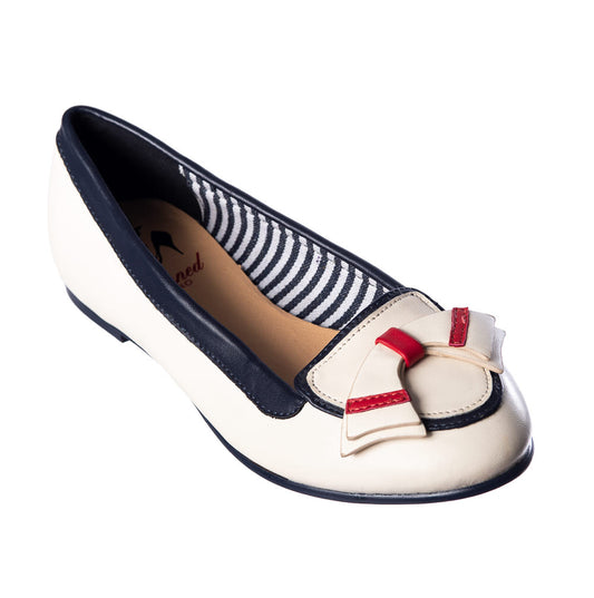 St Tropez Ballerinas in navy rot und ivory