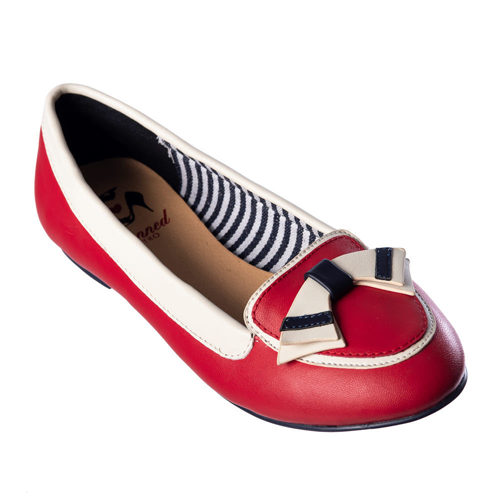 St Tropez Ballerinas in navy rot und ivory