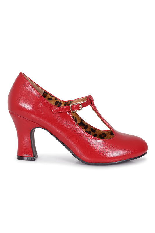 Rosewood Promenade - Rote Mary Janes mit Steg
