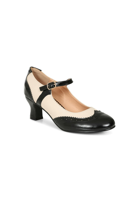 Mary Jane Nostalgia creme-schwarz