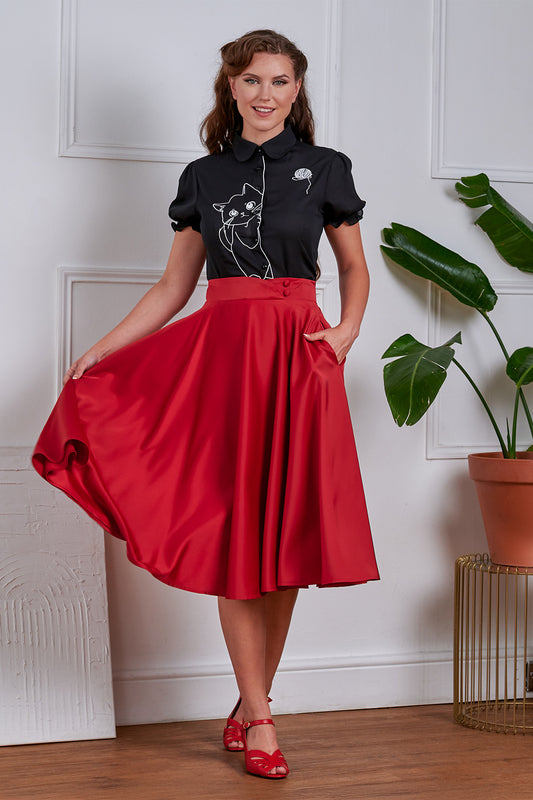 Red Legacy Circular Skirt - Retro Rock in rot