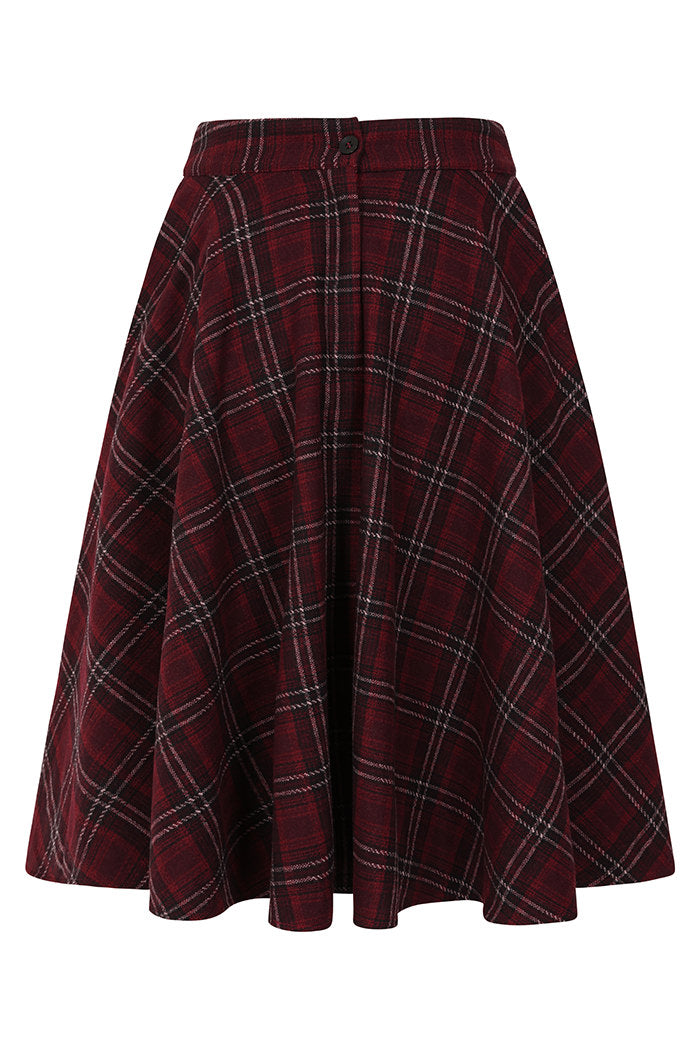 Lovely Cary Wool Skirt - Winter Rock in burgundy Tartan