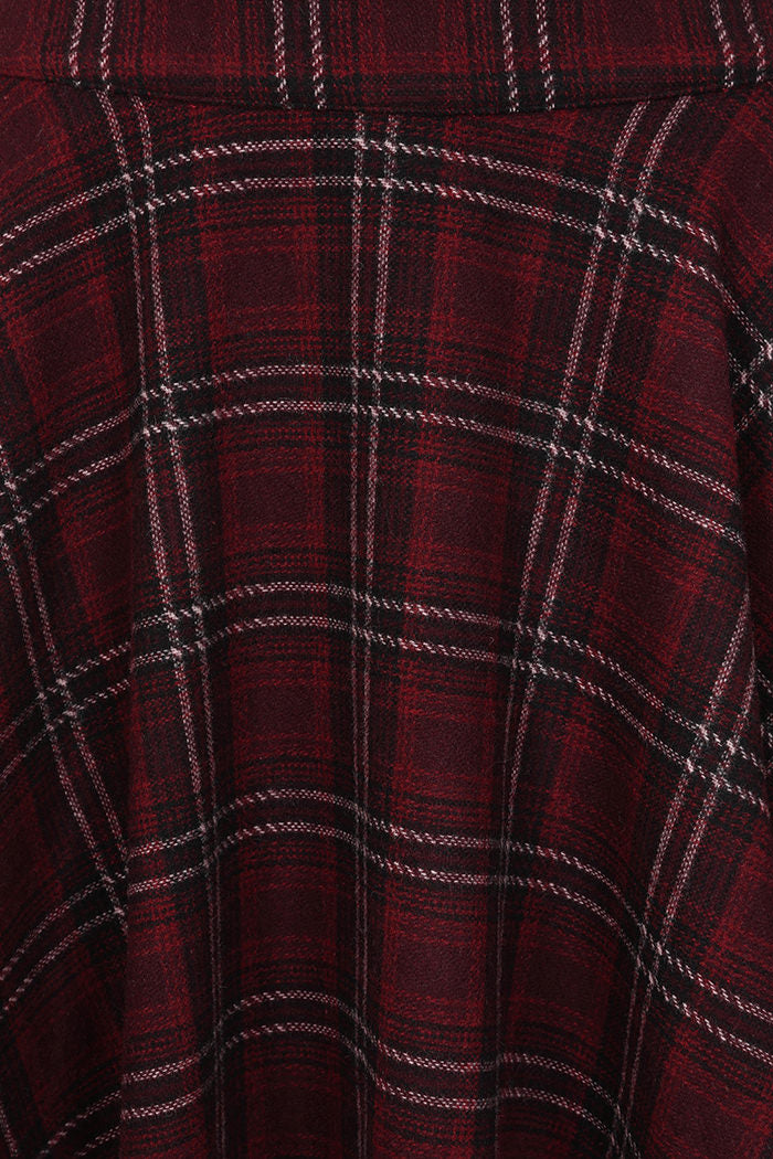 Lovely Cary Wool Skirt - Winter Rock in burgundy Tartan