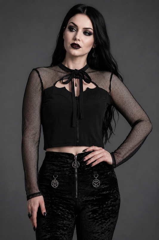 Juliet Goth Mesh Top - Shirt mit Netzärmeln