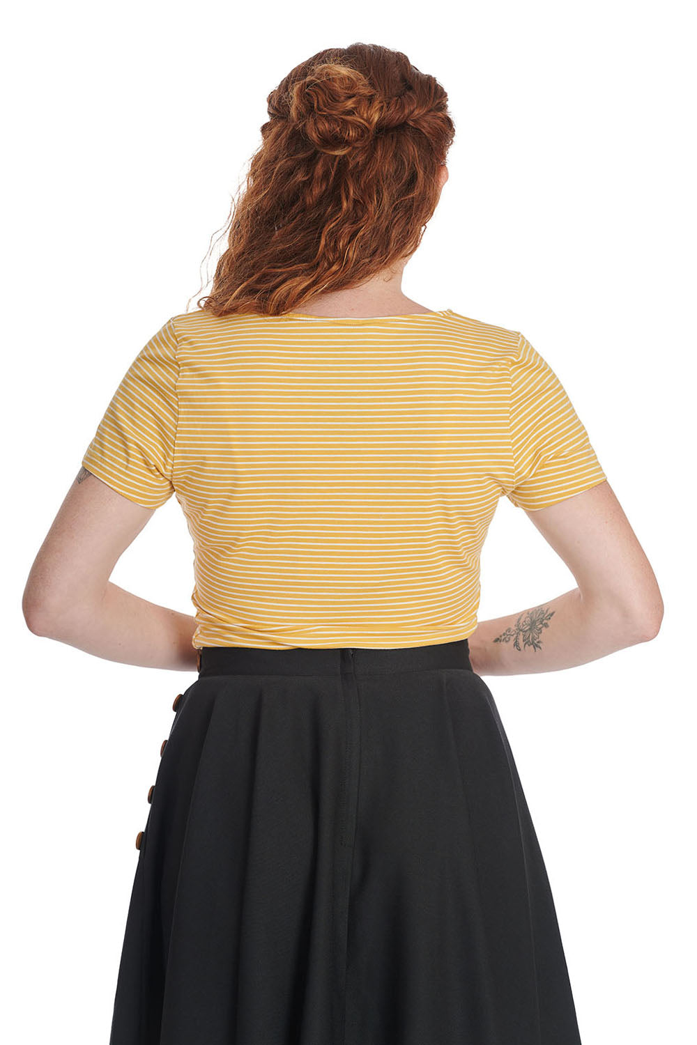 Yellow Summer Stripe Top - gelb gestreiftes Retro-Shirt