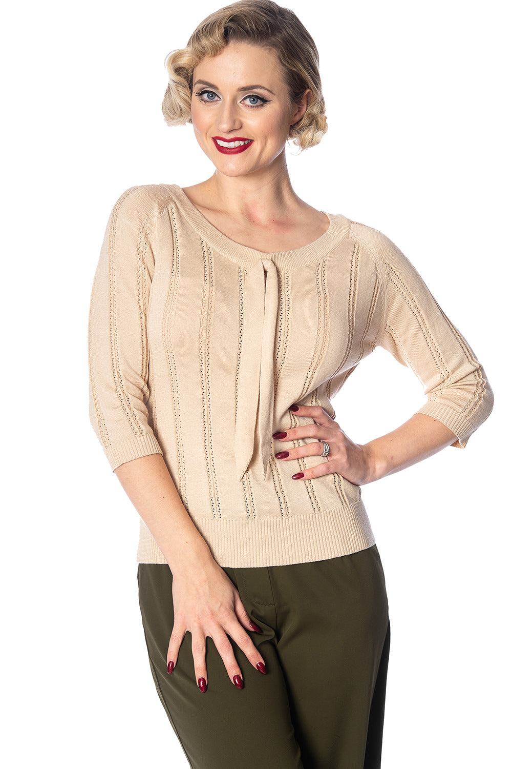 Belle Bow Jumper beige