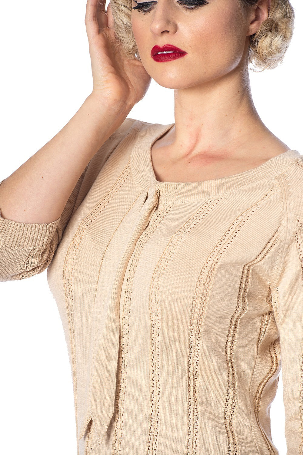 Belle Bow Jumper beige