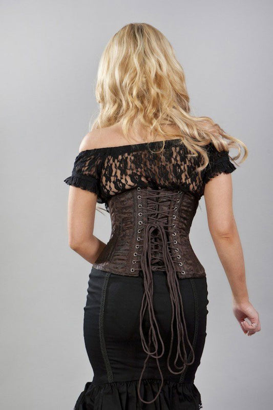 Elegance Unterbrust-Korsett in Kingbrokat braun