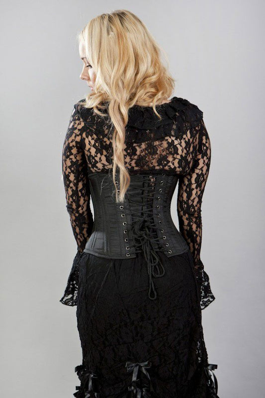 Sophisticated Unterbrust-Korsett Taft schwarz - Double Steel