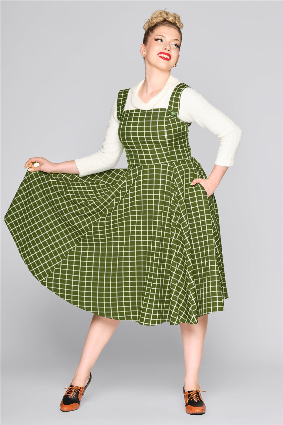 Eloise Acres Kleid grün-kariert