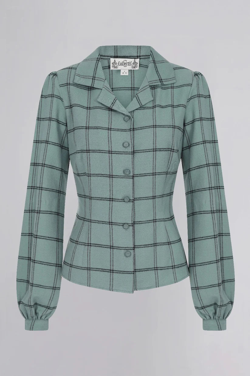 Jerry Seafoam Check 40s Bluse