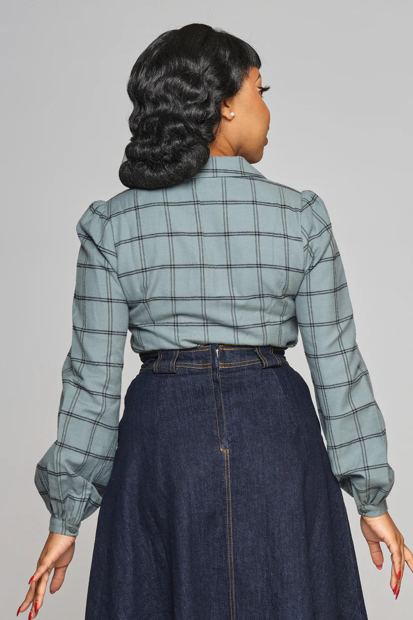 Jerry Seafoam Check 40s Bluse