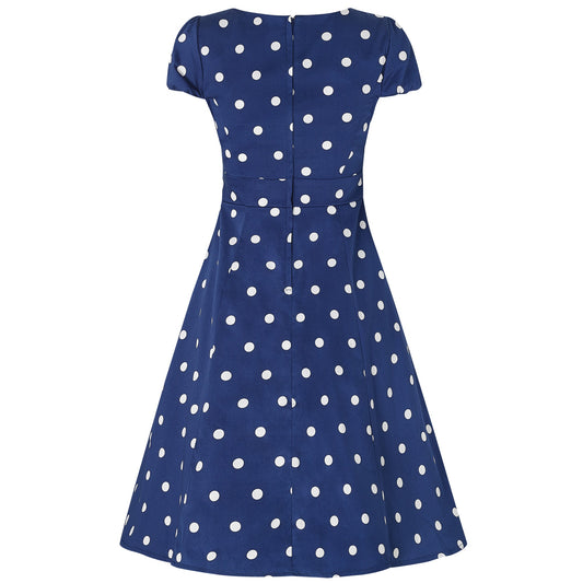 Claudia Polka Dress navy