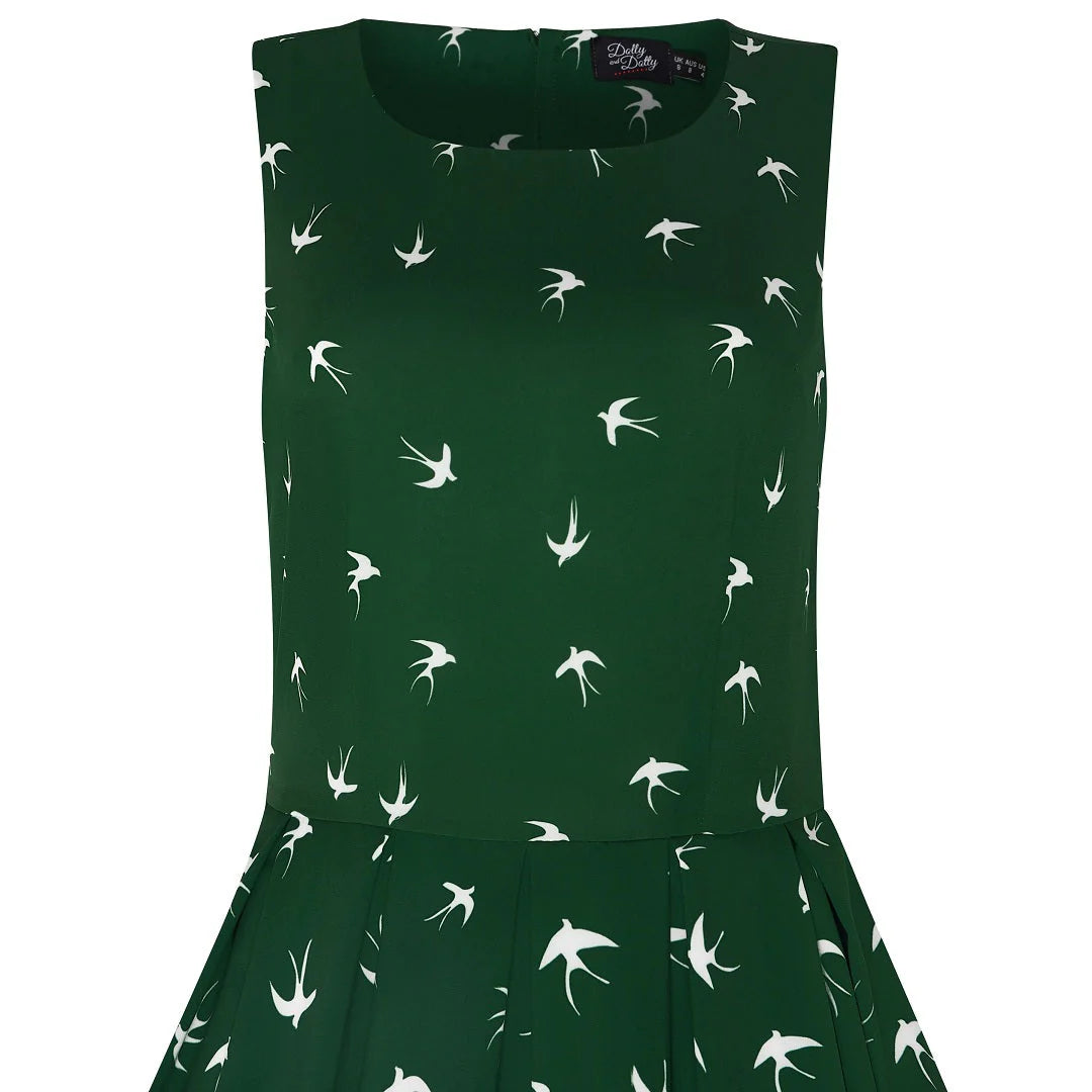 Annie Raising Bird Kleid dunkelgrün