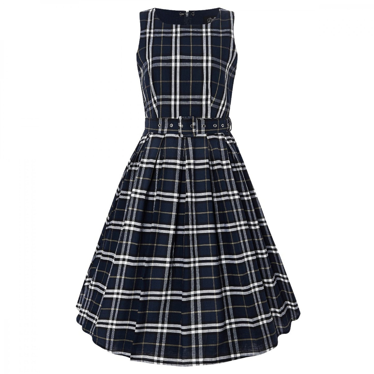 Retro Check Annie Kleid in navy-kariert