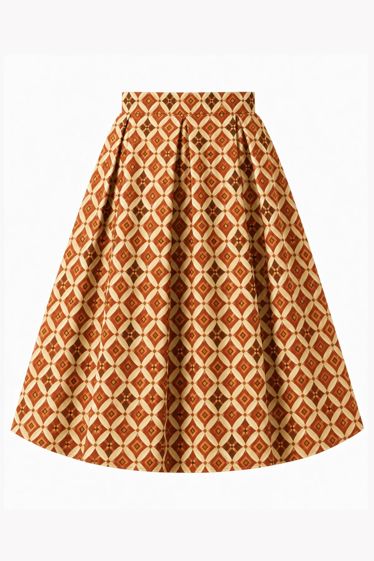 Aisley – Vintage-Swingrock mit Rautenmuster in Orange & Taschen