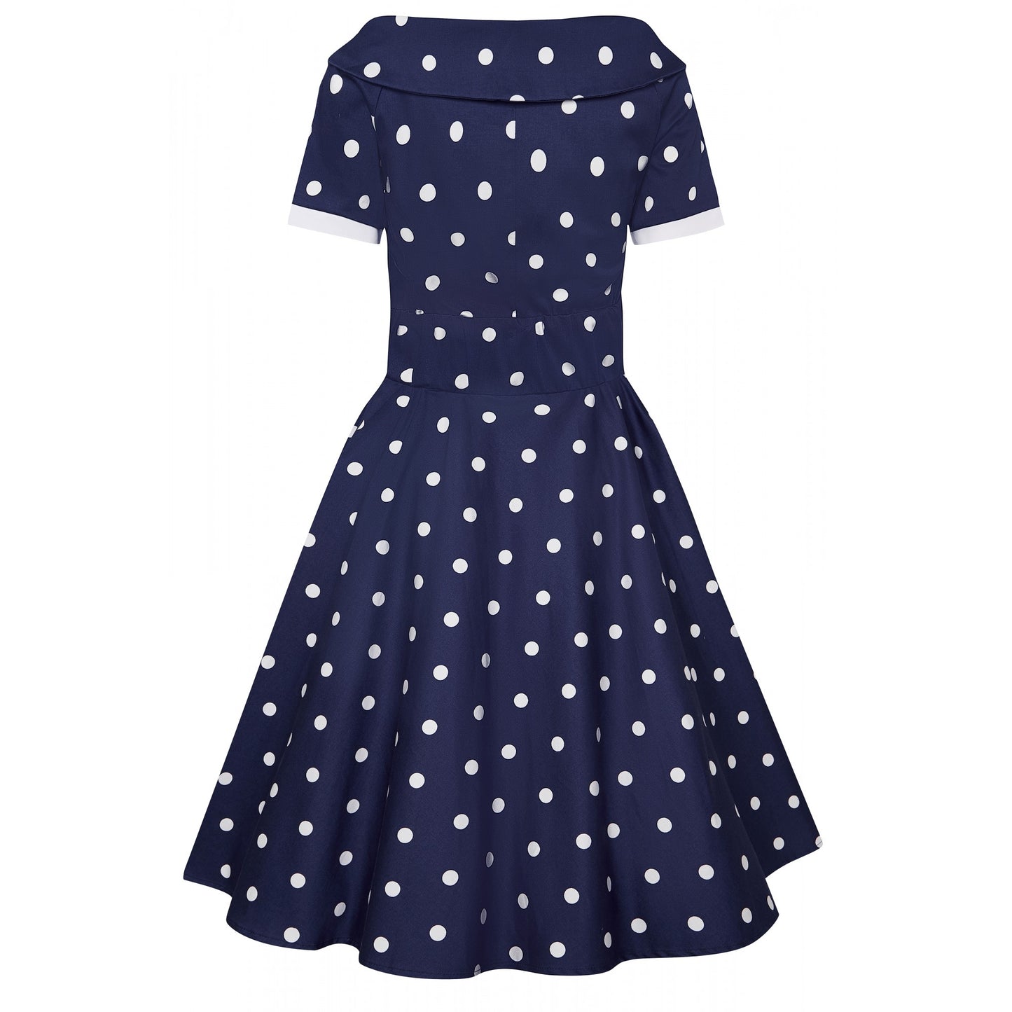Rockabilly Big Polka Darlene Dress navy
