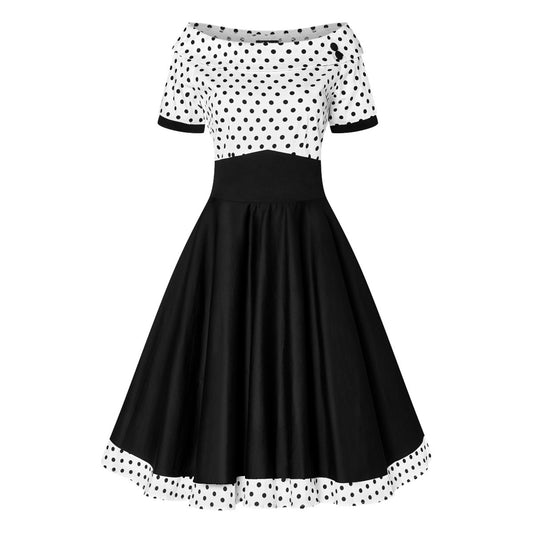 White Polka Darlene Swing Kleid