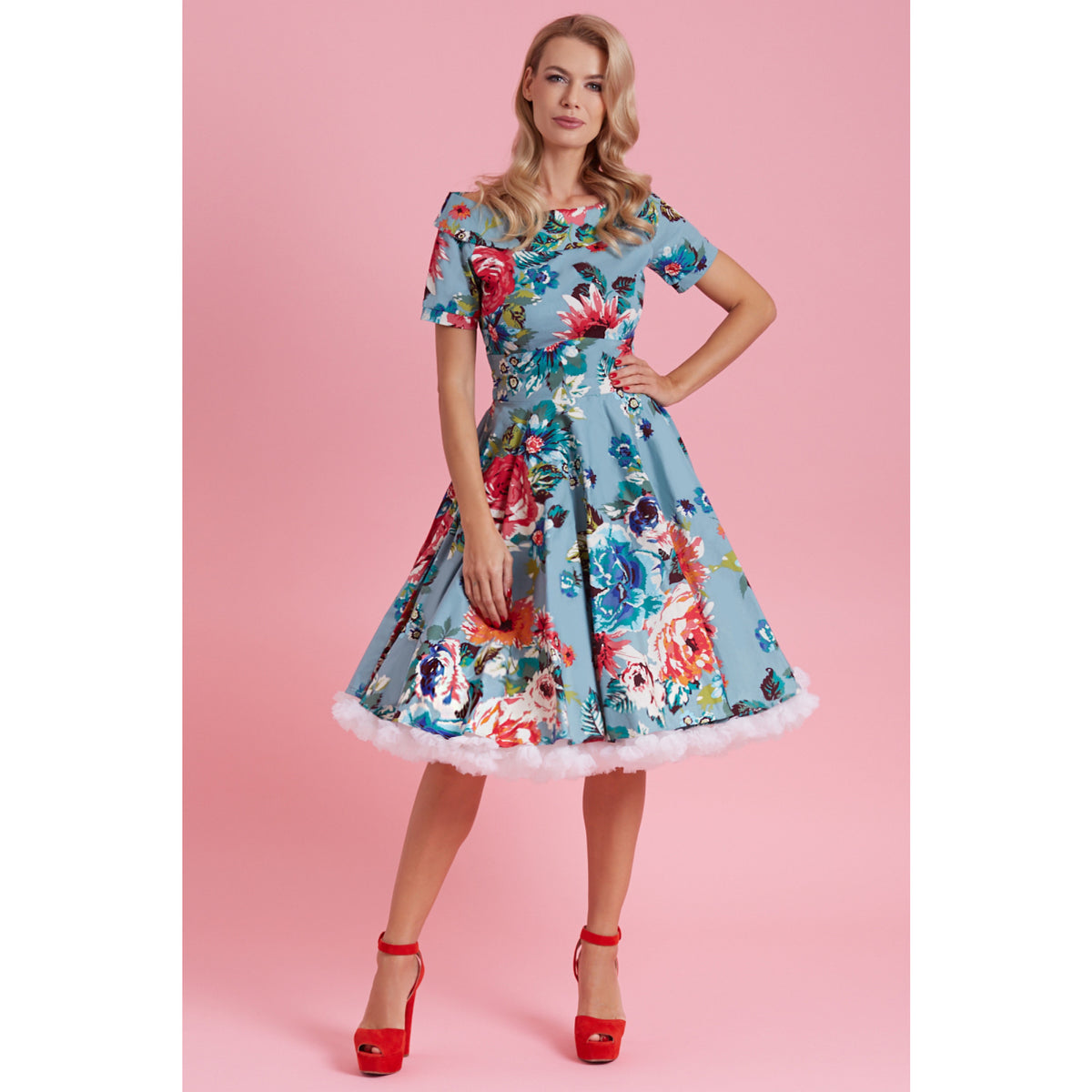 Vintage Blue Floral Darlene Dress