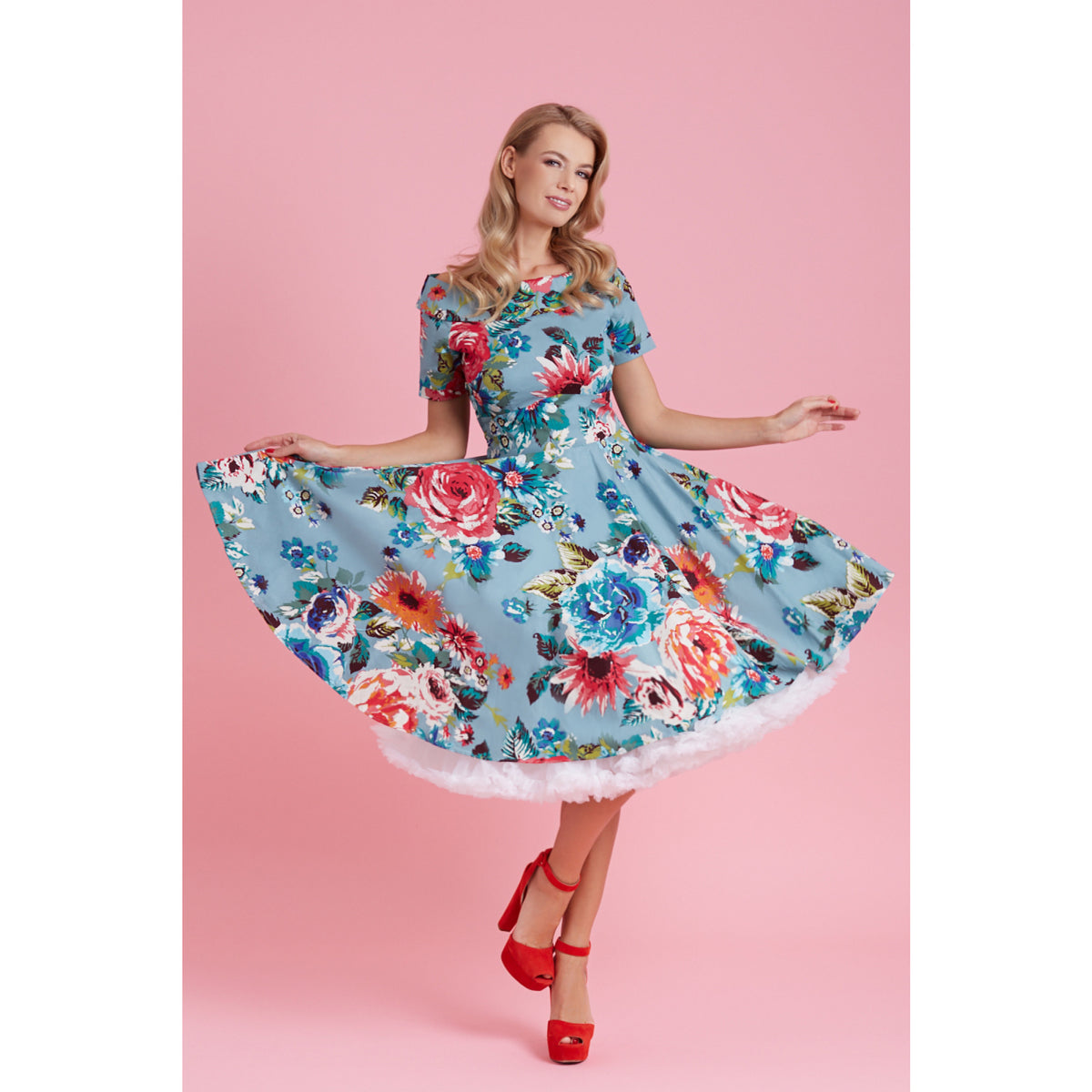Vintage Blue Floral Darlene Dress