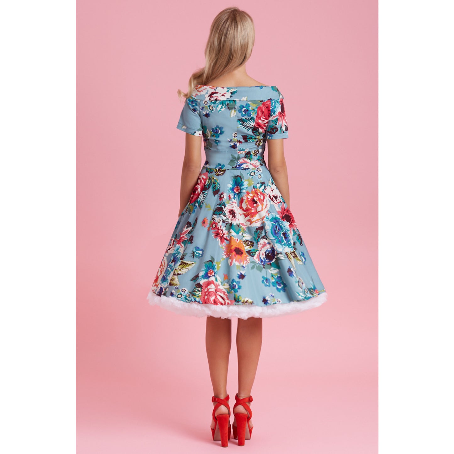 Vintage Blue Floral Darlene Dress