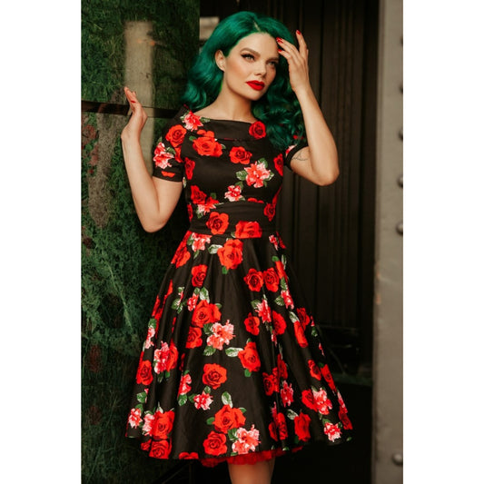 Red & Pink Roses Darlene Dress