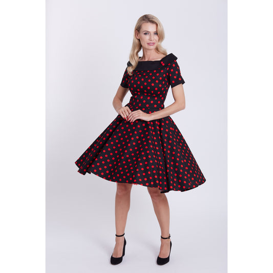 Red Spot Darlene Polka Dress black-red
