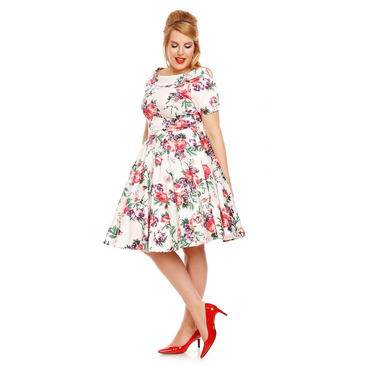 White Floral Vintage Darlene Dress